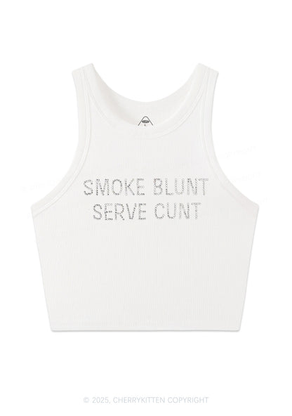 Rhinestone Smoke Blunt Y2K Crop Tank Top Cherrykitten