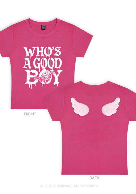 Halloween Whos A Good Boy Skull Y2K Goth Angel Wings Baby Tee Cherrykitten