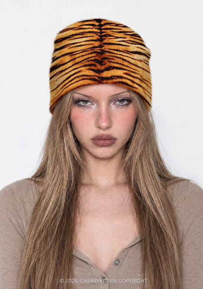 Tiger Stripes Y2K Print Knit Beanie Cherrykitten