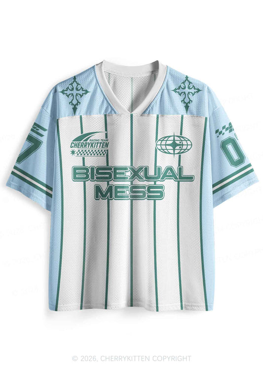 Green Stripes Bisexual Mess Pride Y2K Sport Jersey Shirts Cherrykitten