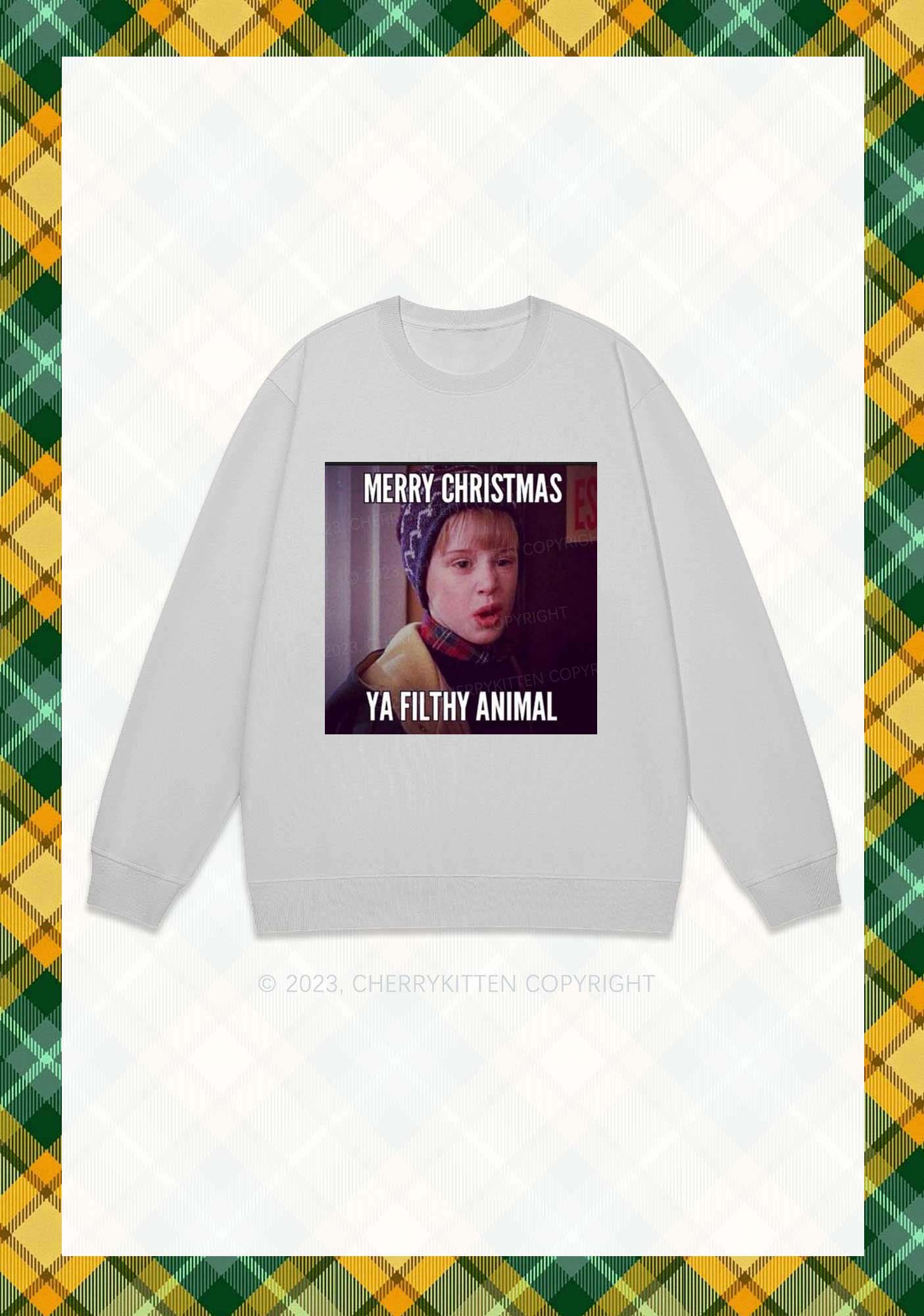 Merry Christmas Ya Filthy Animal Y2K Sweatshirt Cherrykitten