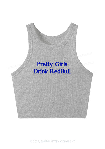 Pretty Girls Drink Redbull Y2K Crop Tank Top Cherrykitten