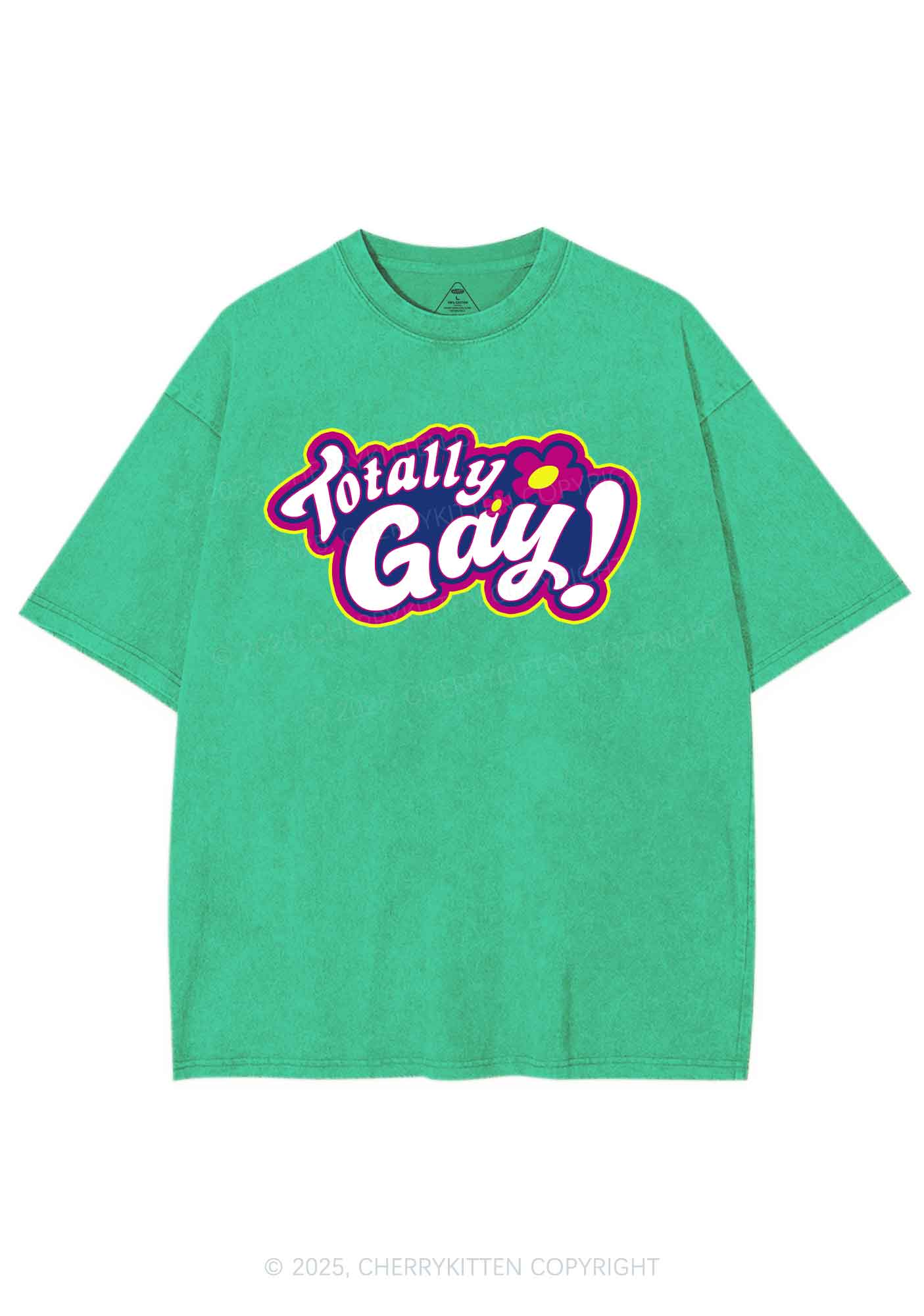 Totally Gay Pride Y2K Shirts Washed Tee Cherrykitten