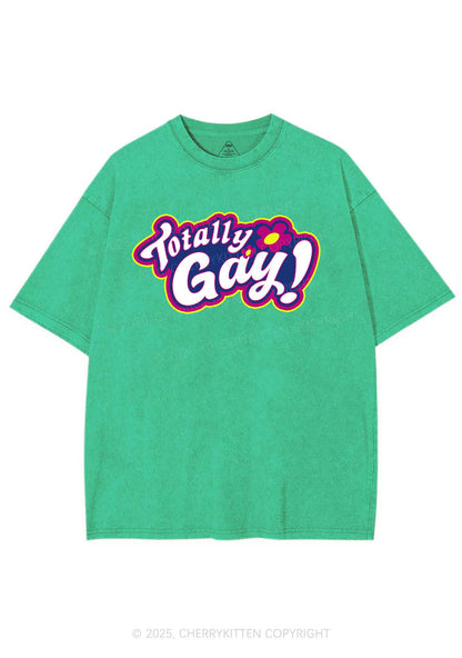 Totally Gay Pride Y2K Shirts Washed Tee Cherrykitten