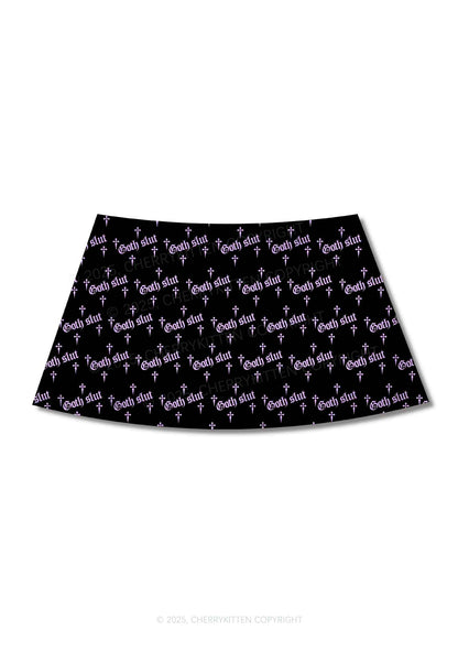 Halloween Pink Goth Slxt Y2K Print Mini Skirt Cherrykitten
