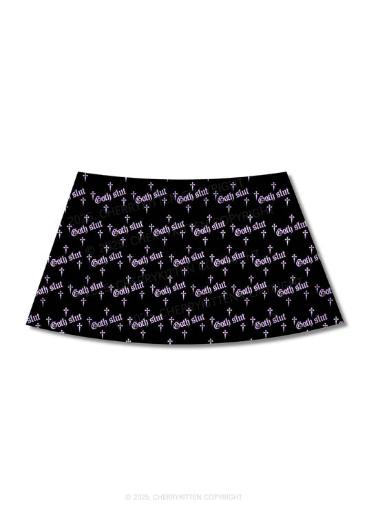 Halloween Pink Goth Slxt Y2K Print Mini Skirt Cherrykitten