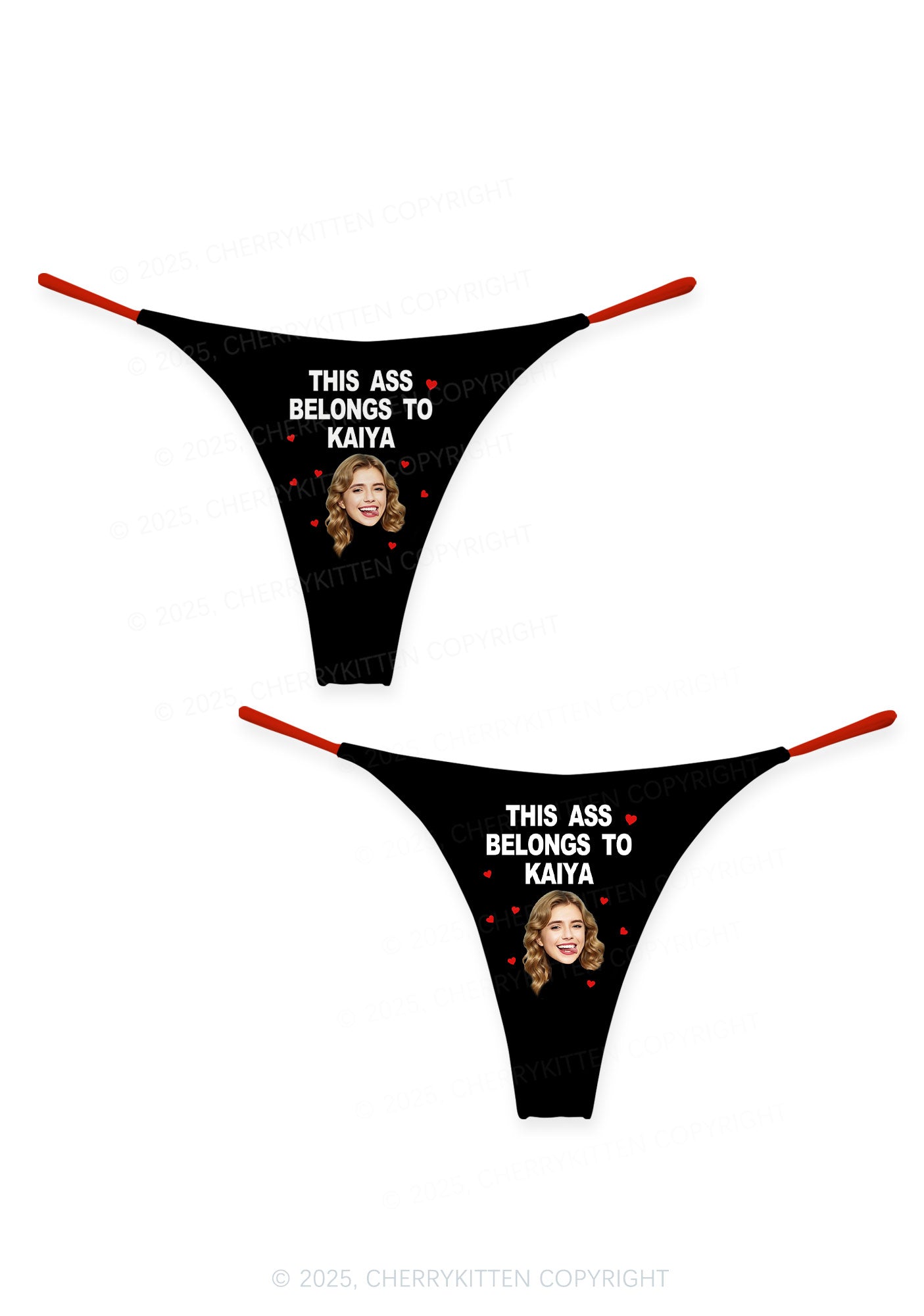 Custom This Axx Belongs Valentine's Day Y2K Print Couples Thong Set Cherrykitten