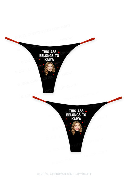 Custom This Axx Belongs Valentine's Day Y2K Print Couples Thong Set Cherrykitten