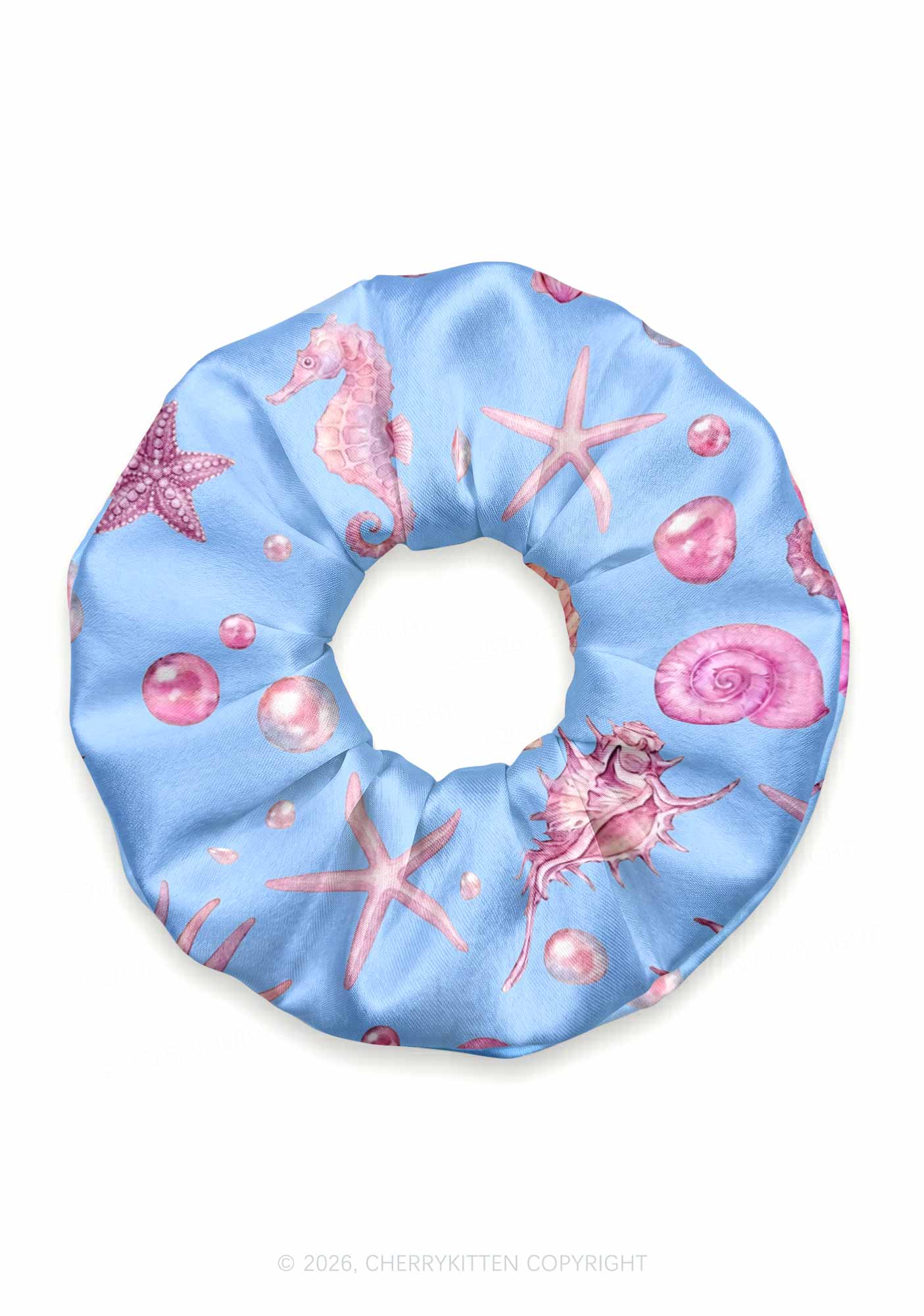 Pink Seashell Starfish Y2K Hair Scrunchie Cherrykitten