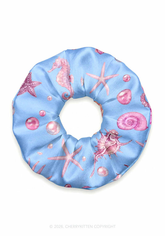 Pink Seashell Starfish Y2K Hair Scrunchie Cherrykitten