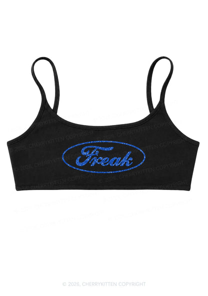 Glitter Oval Freak Y2K Super Crop Cami Cherrykitten