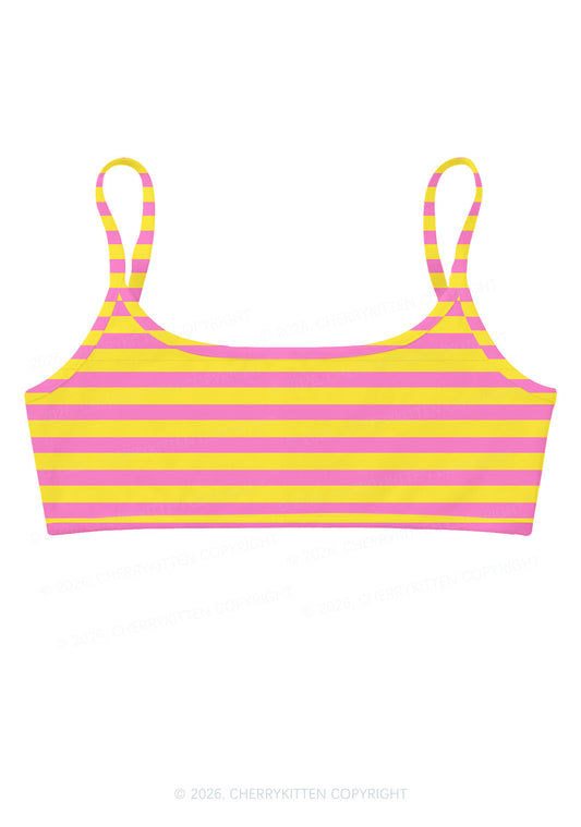 Pink And Yellow Stripes Y2K Print Super Crop Cami Cherrykitten