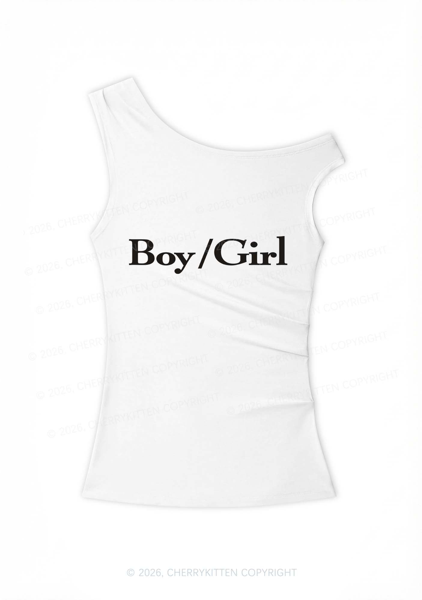 Boy Or Girl Y2K Off Shoulder Tank Top Cherrykitten