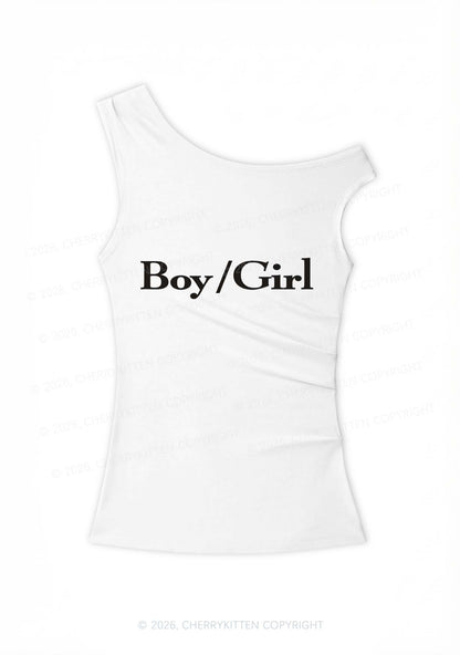 Boy Or Girl Y2K Off Shoulder Tank Top Cherrykitten