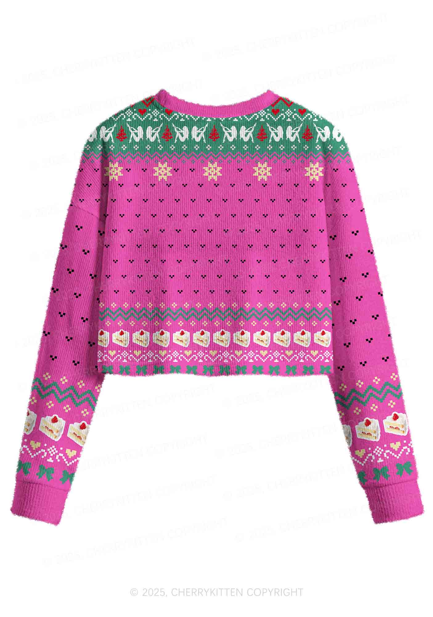 Eat Your Girl Out Pride Y2K Christmas Crop Knit Sweatshirt Cherrykitten