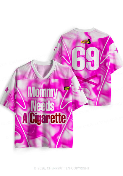 Mommy Needs A Cigarette Y2K Sport Jersey Shirts Cherrykitten