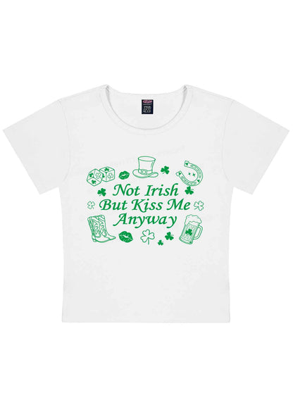 Not Irish Kiss Me Anyway St Patricks Y2K Baby Tee Cherrykitten