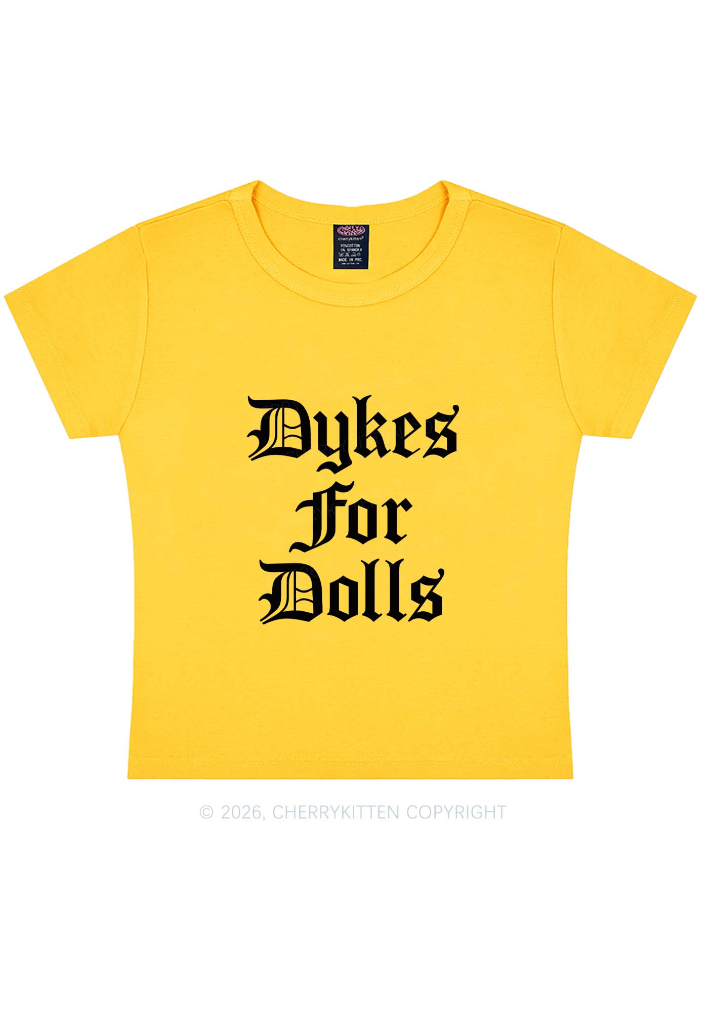 Dykes For Dolls Pride Y2K Baby Tee Cherrykitten
