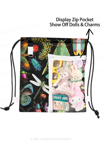 Insects Party Y2K Drawstring Itabag Backpack Cherrykitten