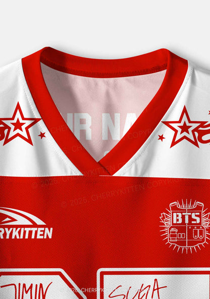 Custom Red Korean Boys Y2K Crop Sport Jersey Shirts Cherrykitten