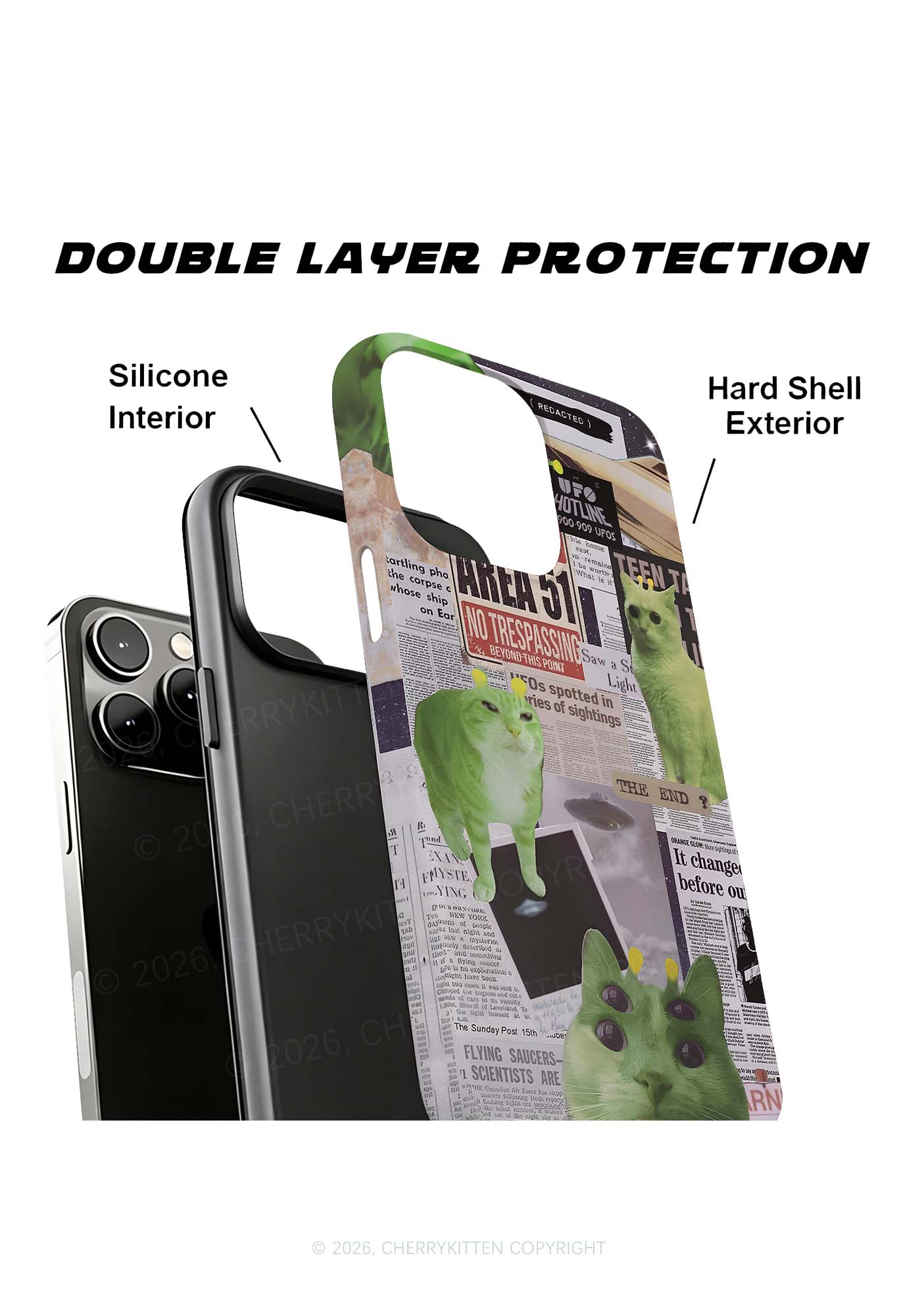Green Alien Kitten Y2K Phone Case Cherrykitten