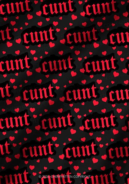 Red Hearts Cxxt Valentine's Day Y2K Print Long Sleeve Pajama Set Cherrykitten