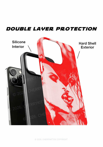 Halloween Red Pixels Vampire Couple Y2K Phone Case Cherrykitten