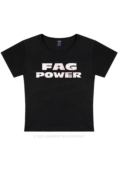 Fag Power Pride Y2K Baby Tee Cherrykitten