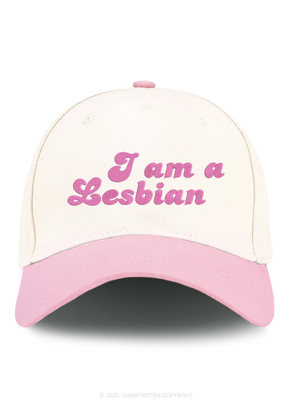 Embroidered Im Lesbian Pride Y2K Color Block Baseball Cap Cherrykitten
