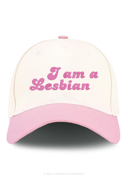Embroidered Im Lesbian Pride Y2K Color Block Baseball Cap Cherrykitten