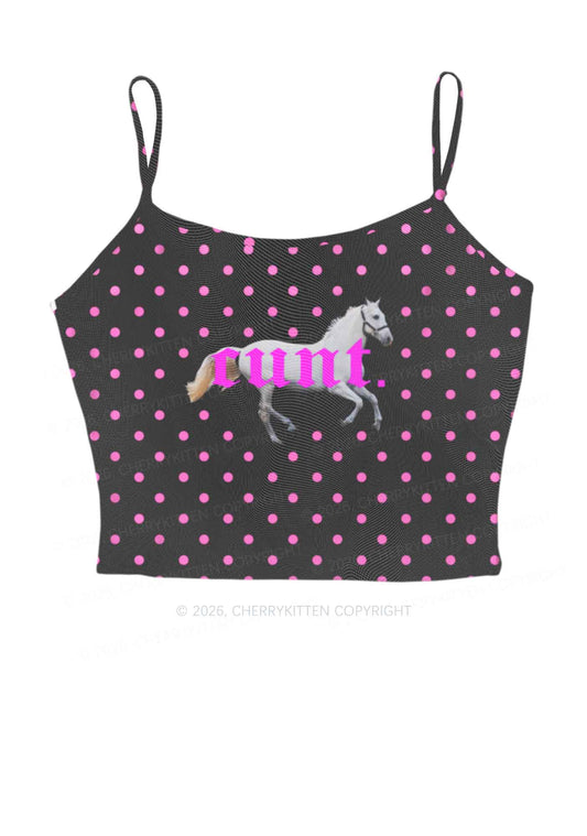 Pink Cxxt Horse Y2K Mesh Cami Tank Cherrykitten