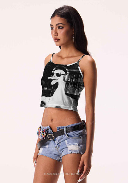 DJ Duck Spinning Records Y2K Print Cami Crop Top Cherrykitten