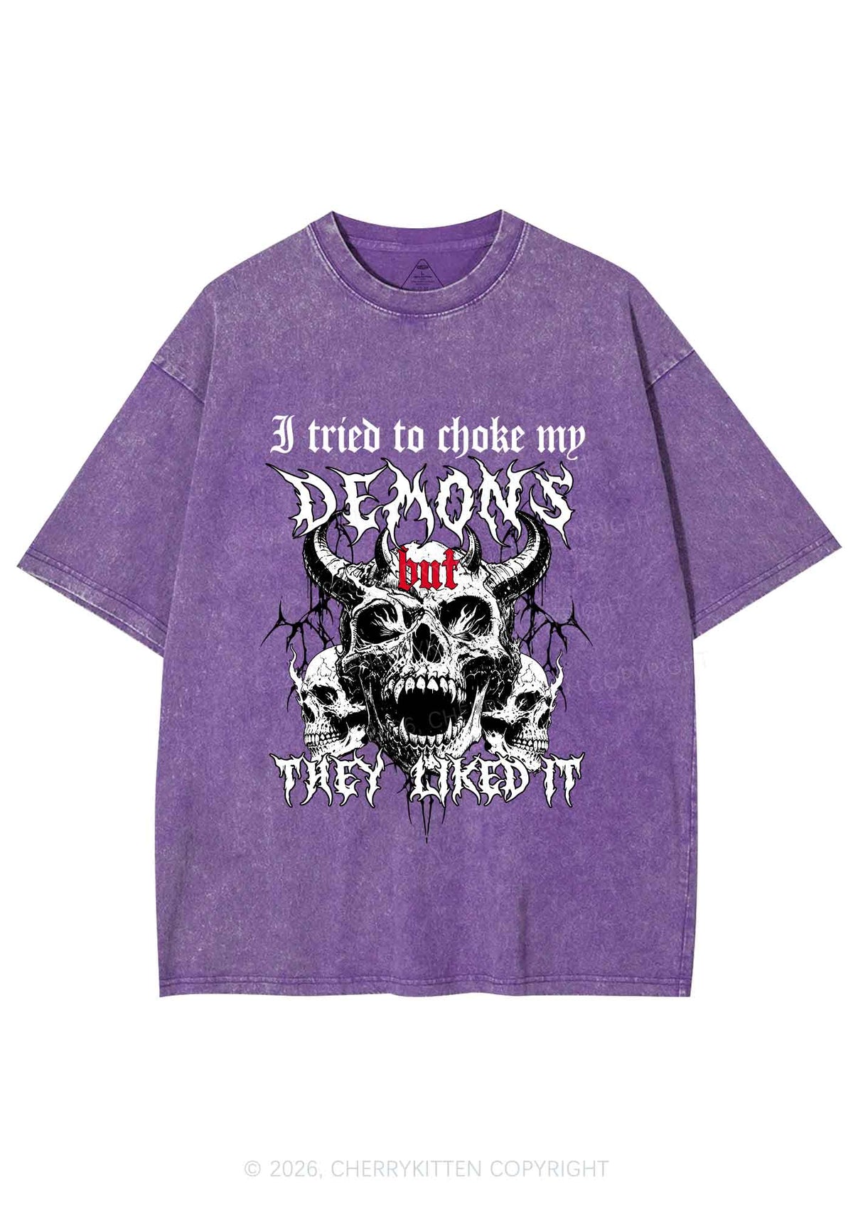 Halloween Choke My Demons Y2K Shirts Washed Tee Cherrykitten