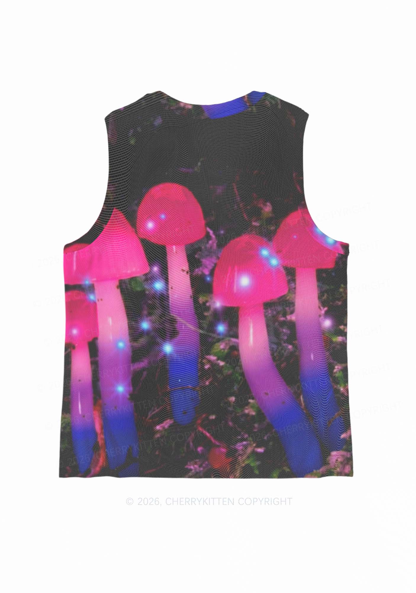 Bisexual Glowing Mushroom Pride Y2K Mesh Muscle Tank Cherrykitten