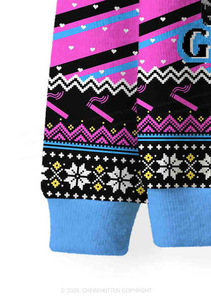 Even Baddies Get Saddies Y2K Christmas Cardigan Knit Sweatshirt Cherrykitten