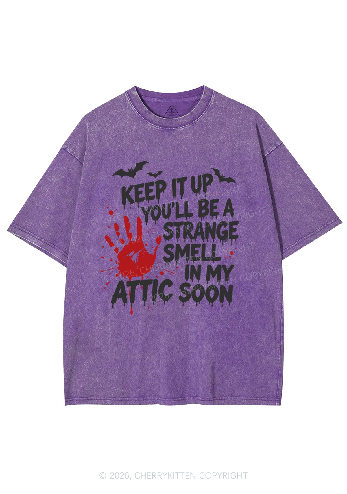Halloween Strange Smell In My Attic Y2K Shirts Washed Tee Cherrykitten