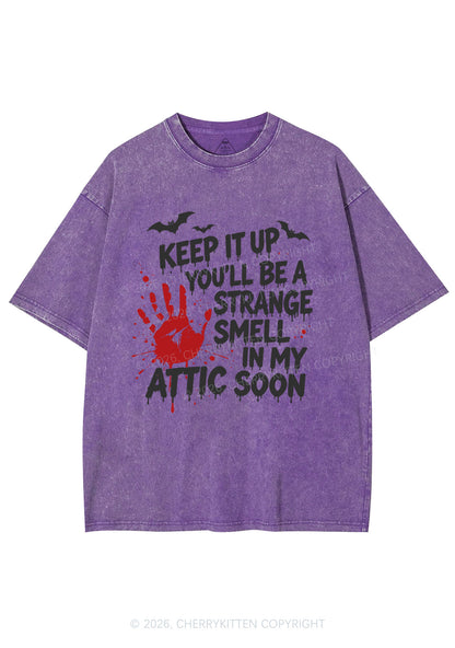Halloween Strange Smell In My Attic Y2K Shirts Washed Tee Cherrykitten