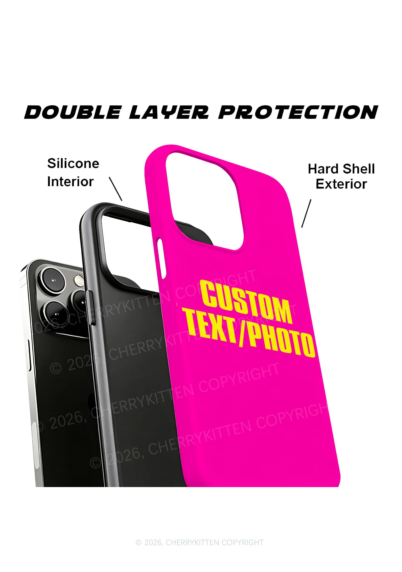 Custom Personalized Text Y2K Phone Case Cherrykitten