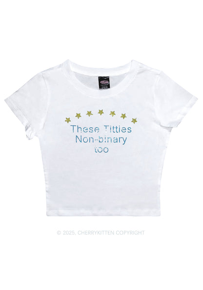 Rhinestone Txtties Nonbinary Too Y2K Baby Tee Cherrykitten