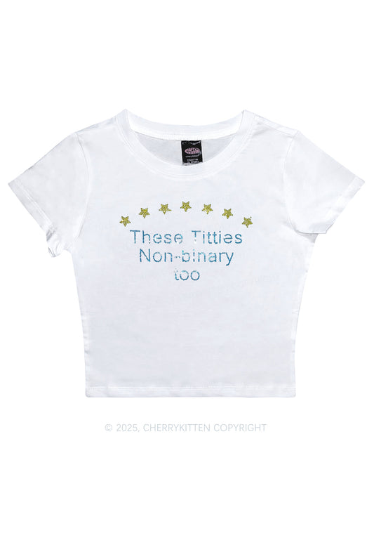 Rhinestone Txtties Nonbinary Too Y2K Baby Tee Cherrykitten