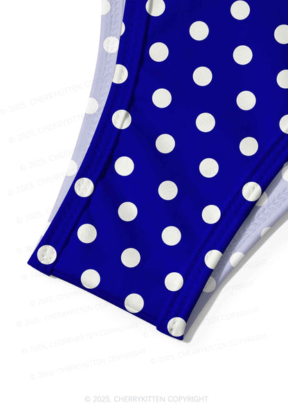 Classic Blue Dots Y2K Print Bikini Set Cherrykitten