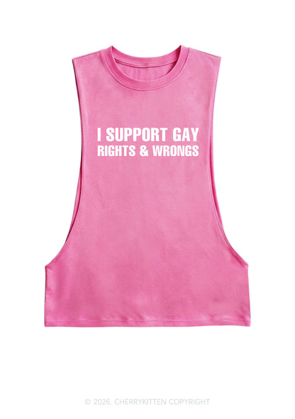 I Support Gay Rights Pride Y2K Men Muscle Side Cutoff Tank Top Cherrykitten