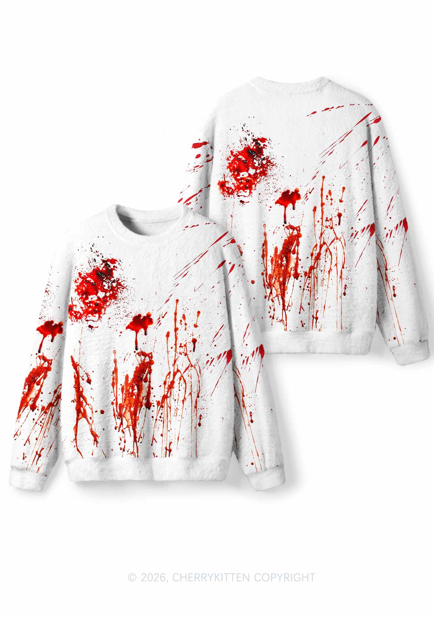 Halloween Bloody Stain Splatter Y2K Knit Sweatshirt Cherrykitten