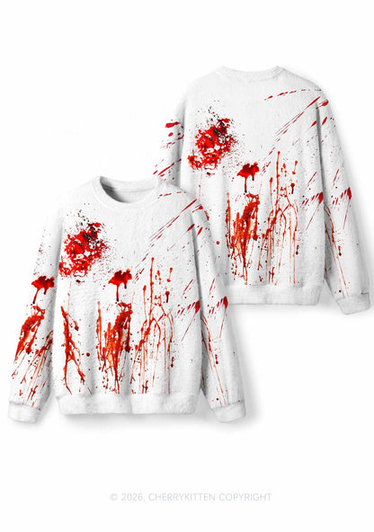 Halloween Bloody Stain Splatter Y2K Knit Sweatshirt Cherrykitten