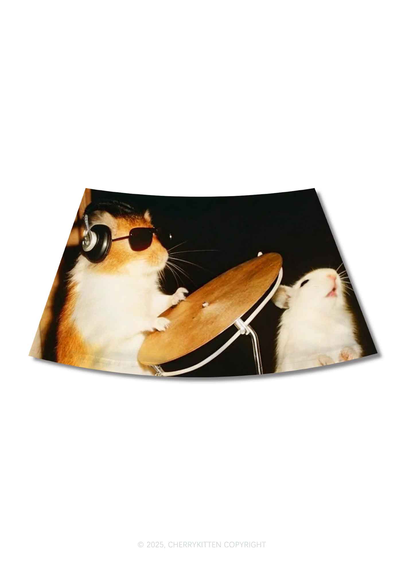 Rats Drummer Y2K Print Mini Skirt Cherrykitten