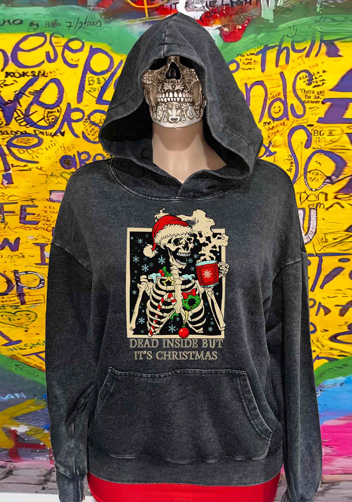 Christmas Dead Inside Y2K Washed Hoodie Cherrykitten