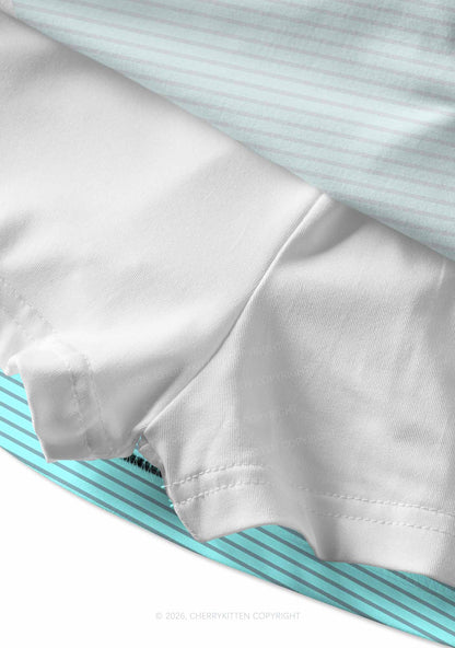 Grey Stripes On Green Y2K Print Mini Skirt Cherrykitten