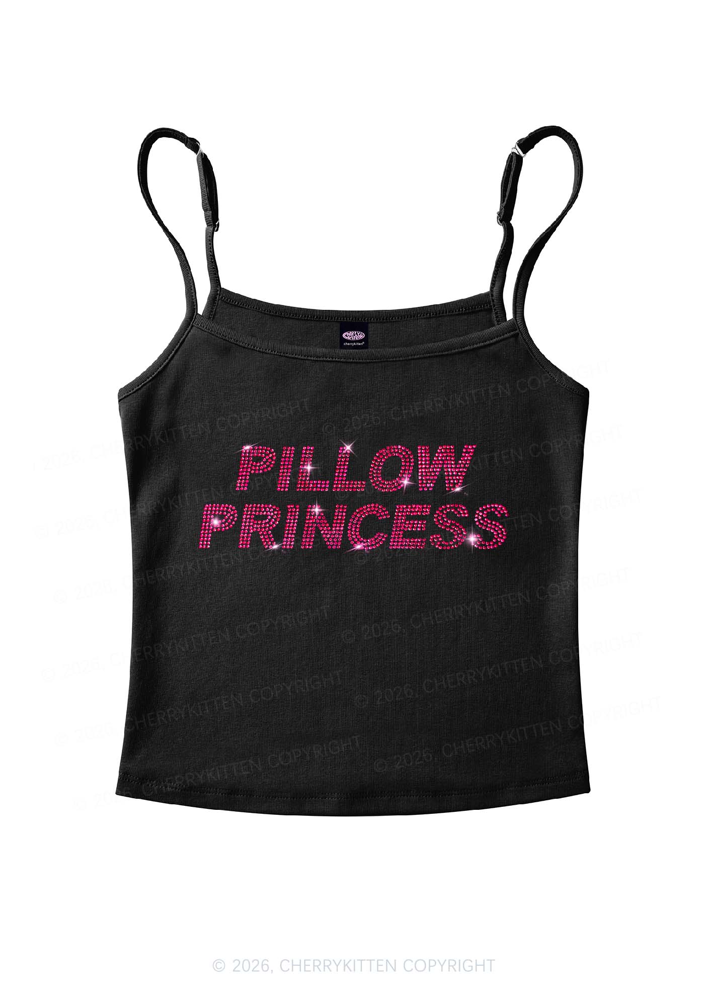 Rhinestone Pillow Princess Y2K Spaghetti Strap Cami Cherrykitten