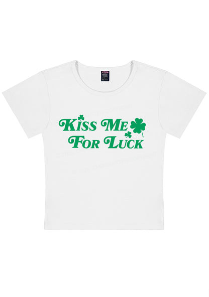Kiss Me For Luck St Patricks Y2K Baby Tee Cherrykitten