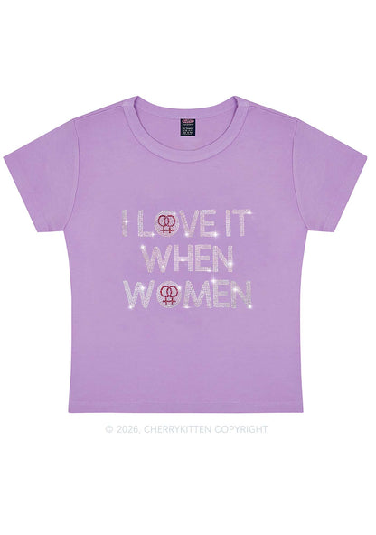 Rhinestone I Love It When Women Pride Y2K Baby Tee Cherrykitten